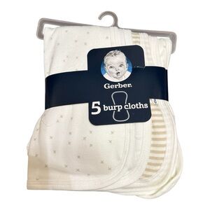 Gerber 5-Pack Baby Burp Cloths – Neutral Colors – New